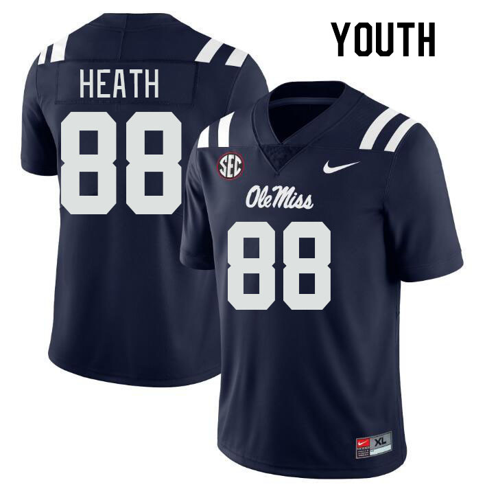 Youth #88 Kyirin Heath Ole Miss Rebels College Football Jerseyes Stitched Sale-Navy